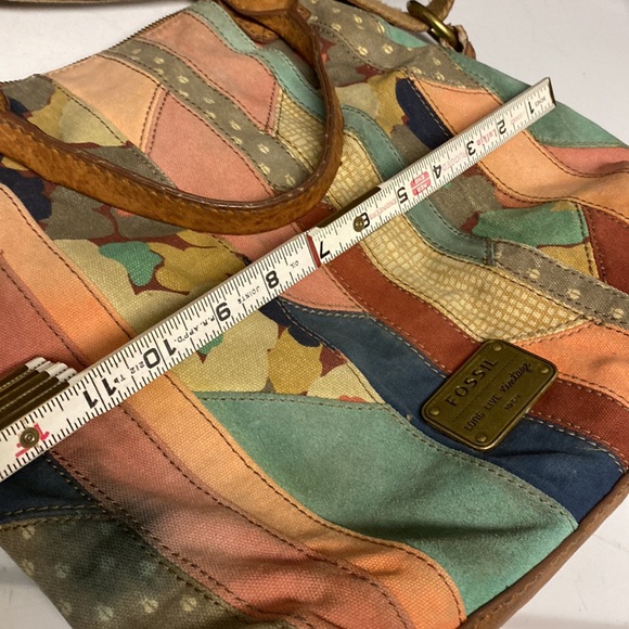 Fossil Fabric Crossbody Top Handle Patchwork Purse - Picture 17 of 17